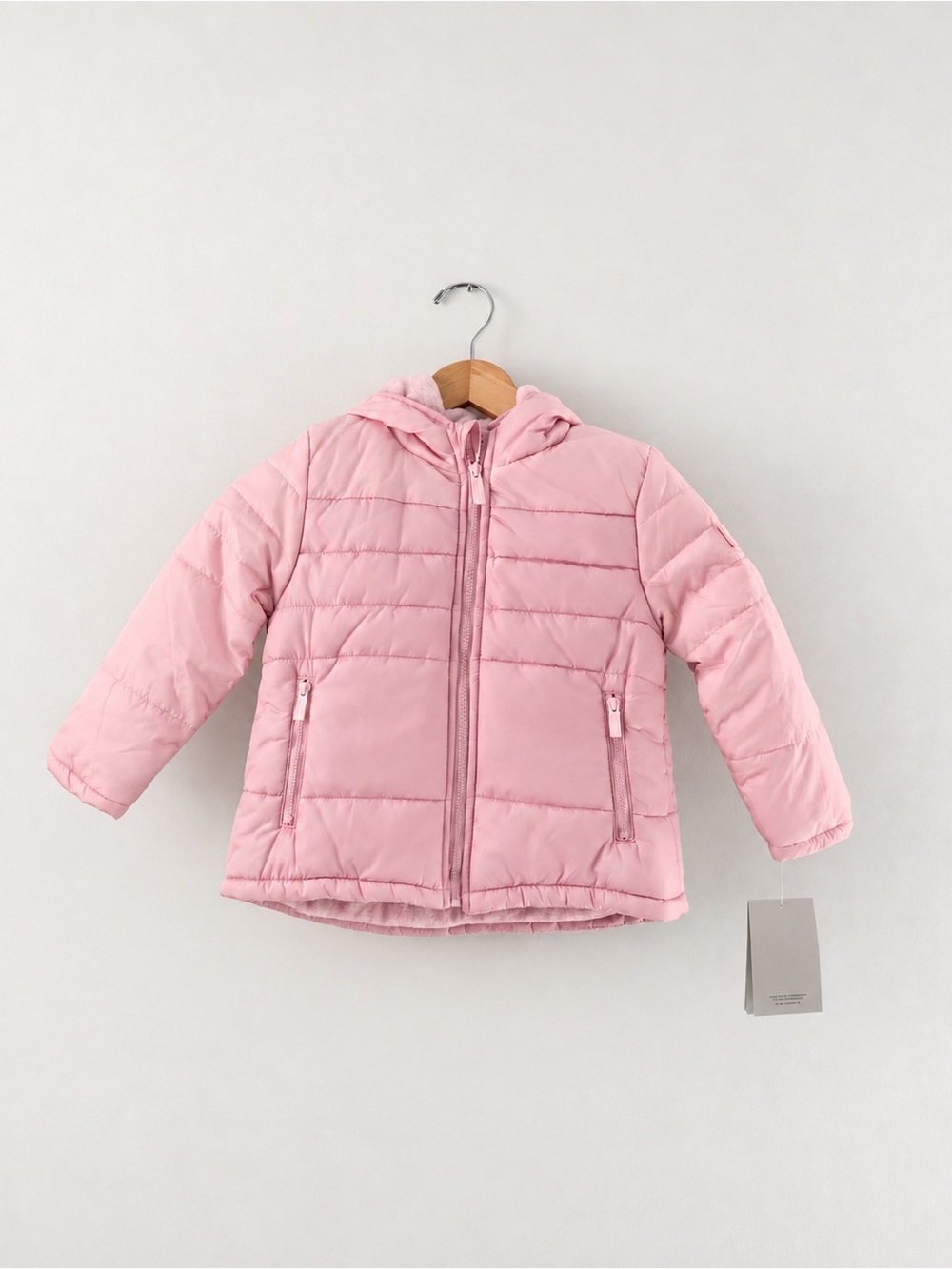 Hunter Girls Pink Hooded Puffer Jacket Fleece Lined Size 4